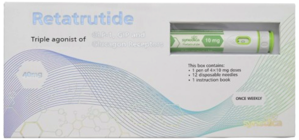 Retatrutida SYNEDICA 40mg  – Caneta Reutilizável 60 UI, 40mg Retatrutida, e 12 Aplicadores