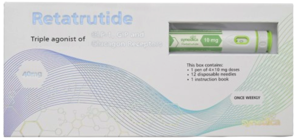 Retatrutida SYNEDICA 40mg  – Caneta Reutilizável 60 UI, 40mg Retatrutida, e 12 Aplicadores