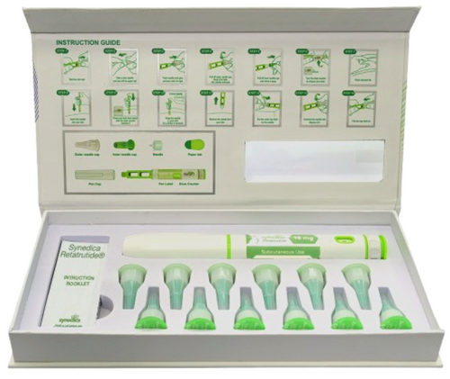 Retatrutida SYNEDICA 40mg  – Caneta Reutilizável 60 UI, 40mg Retatrutida, e 12 Aplicadores